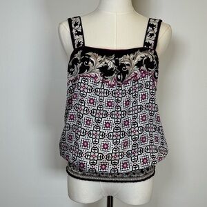 White House Black Market Tank Top Camisole Geometric Pattern Size Small